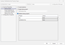 Visual Studio dialog to set multiple startup projects